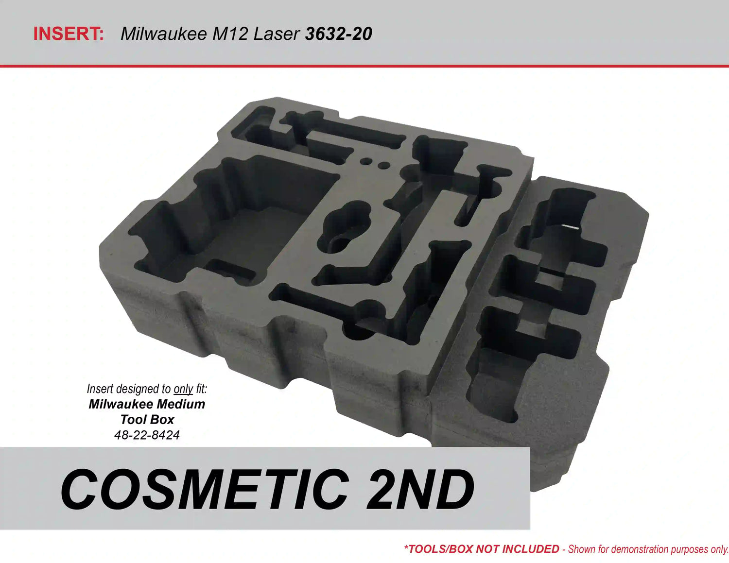COSMETIC 2nd - FOAM INSERT for M12 3 Plane Laser 3632-20 in Packout Medium Box 48-22-8424 - Tools/Case NOT Included