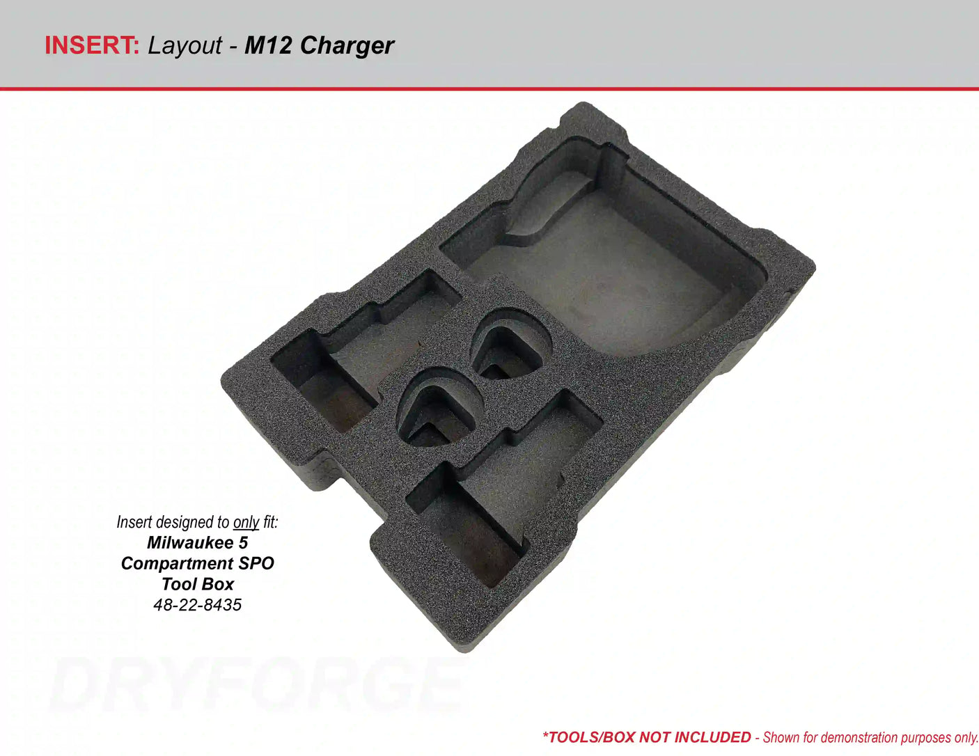 FOAM INSERT to store M12 XC Batteries in a Milwaukee Packout 5 Compartment Organizer - Tools/Case NOT Included