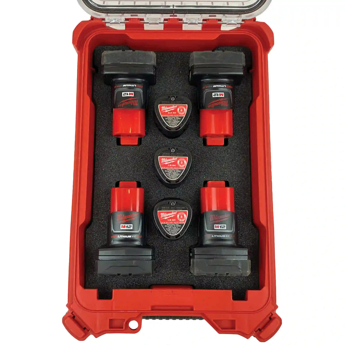 FOAM INSERT to store M12 XC Batteries in a Milwaukee Packout 5 Compartment Organizer - Tools/Case NOT Included
