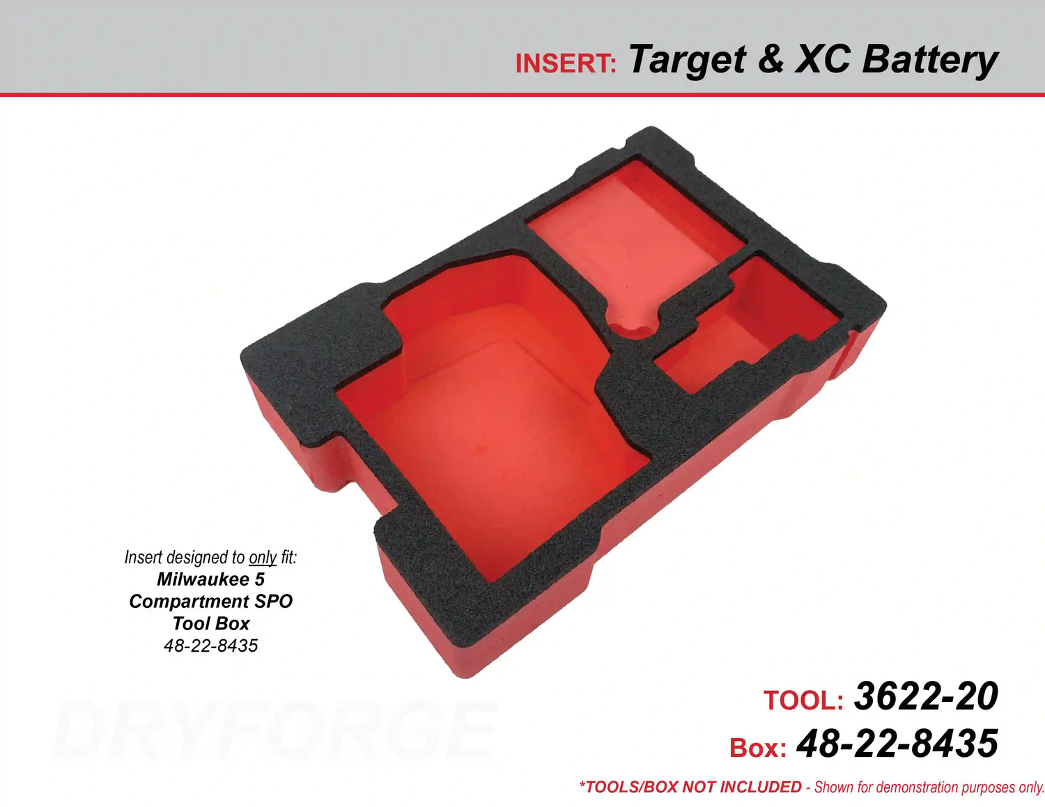 FOAM INSERT to store M12 Green 125ft Laser 3622-20 in a Milwaukee Packout 5 Compartment Small Parts Organizer - Tools/Case NOT Included