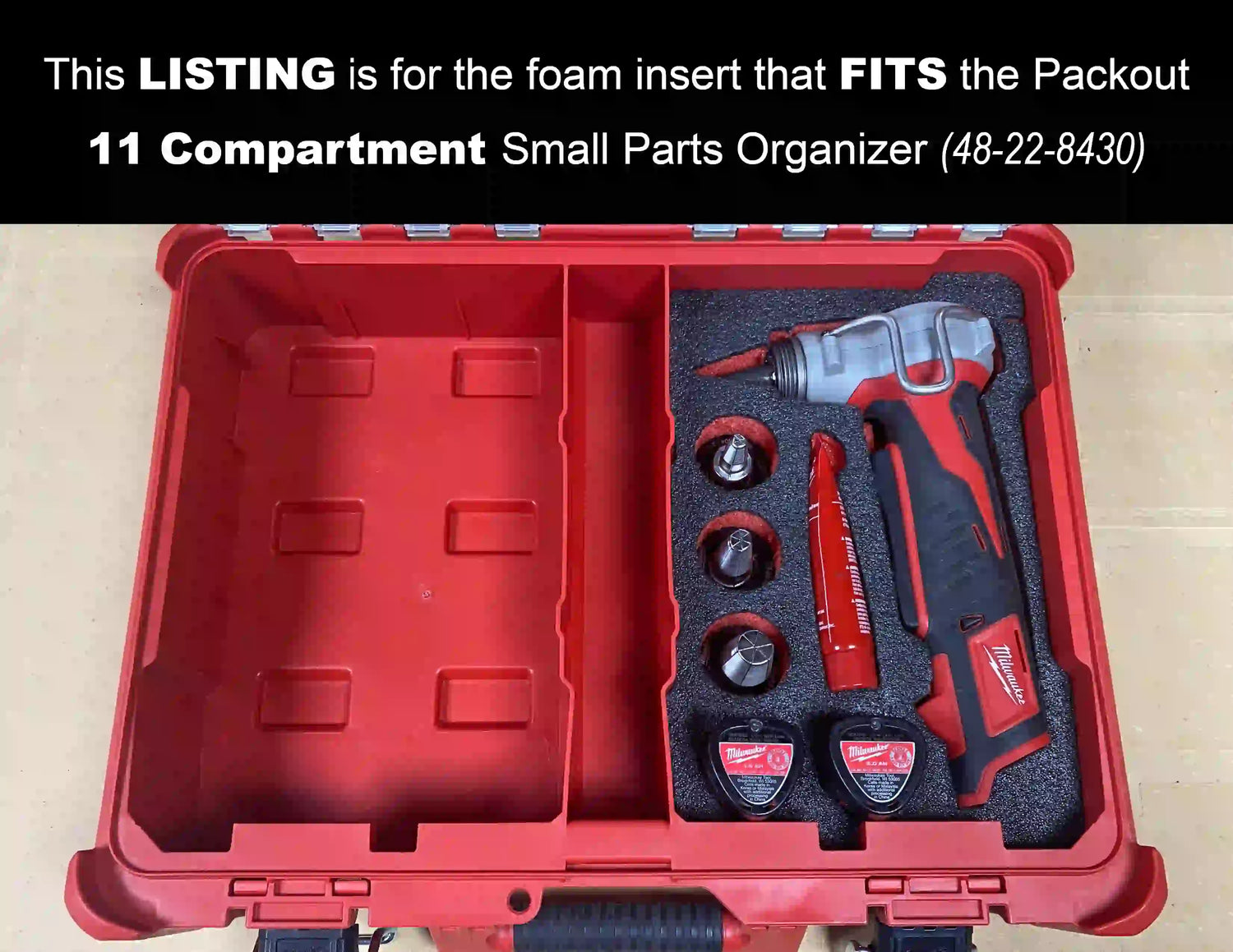FOAM INSERT to store M12 ProPex Expansion Tool Kit in a Milwaukee Packout 11 Compartment Tool Box - Tools/Case NOT Included