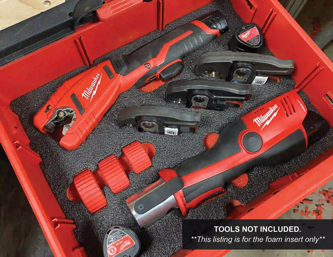 FOAM INSERT to store M12 Force Logic Propress 2473-22 and M12 Copper Cutter 2471-20 in a Milwaukee Packout 2 Drawer - Tools/Case NOT Included