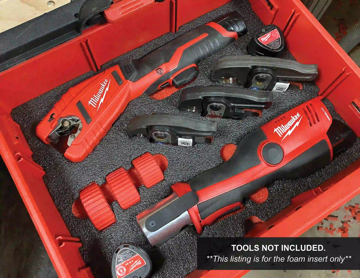 FOAM INSERT to store M12 Force Logic Propress 2473-22 and M12 Copper Cutter 2471-20 in a Milwaukee Packout 2 Drawer - Tools/Case NOT Included