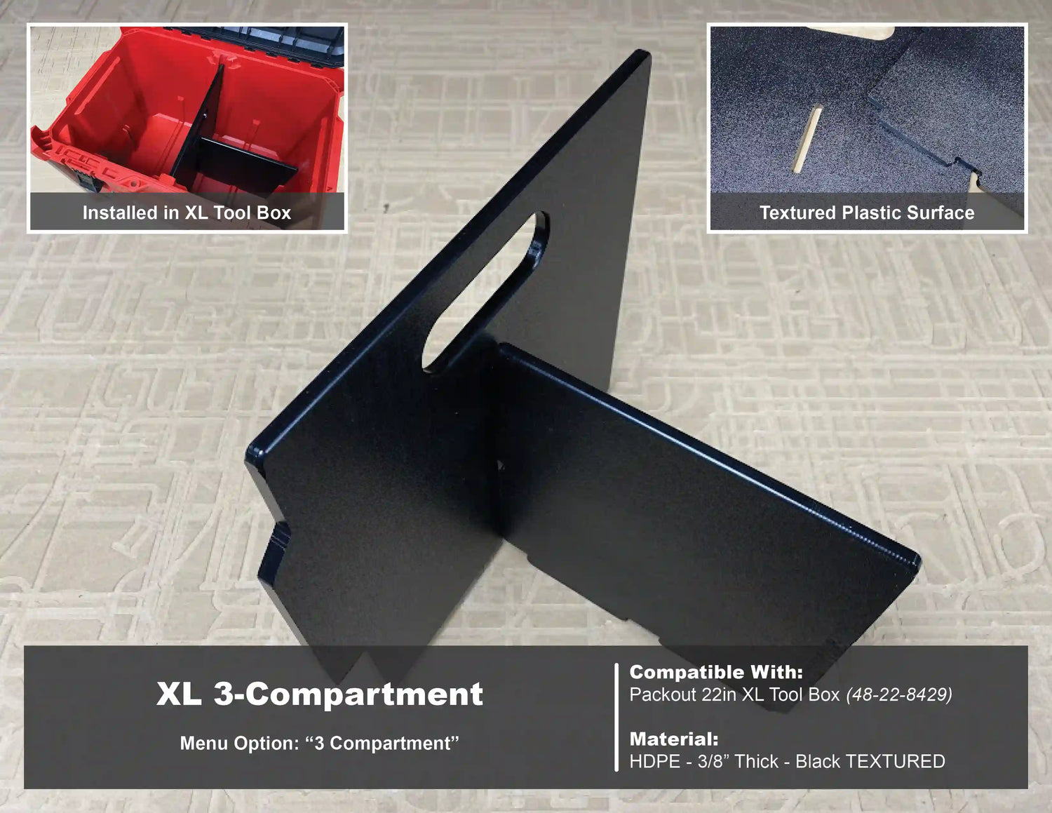 Packout 22in XL Tool Box Divider - Packout XL Divider Mod - Tools/Case NOT Included
