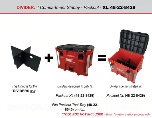 Stubby Divider for Packout XL Tool Box 48-22-8429 fits Packout Tool Tray 48-22-8045 - HDPE Plastic Divider - Tool Box NOT Included