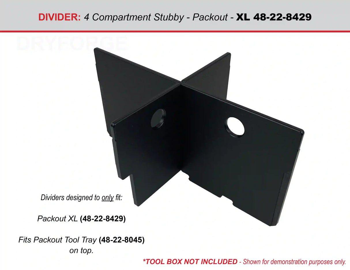 Stubby Divider for Packout XL Tool Box 48-22-8429 fits Packout Tool Tray 48-22-8045 - HDPE Plastic Divider - Tools/Case NOT Included