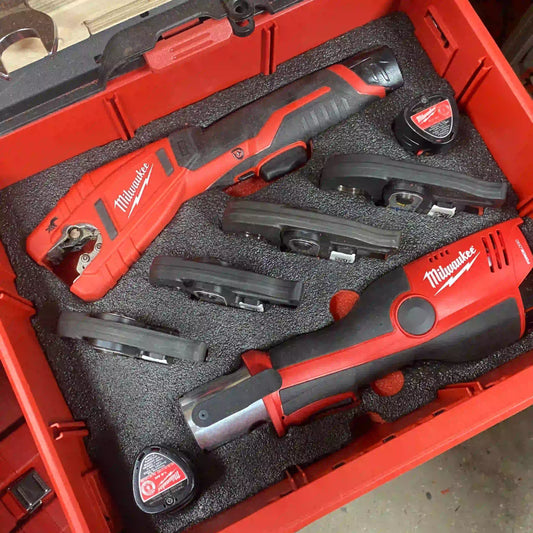 FOAM INSERT to store M12 Force Logic Propress 2473-22 and 1-1/4" Jaw in a Milwaukee Packout 2 Drawer - Tools NOT Included