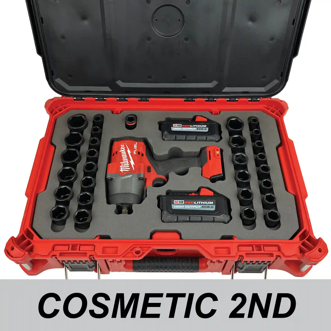 COSMETIC 2ND - FOAM INSERT to store M18 Fuel High Torque Impact and 1/2" Shockwave Impact Socket Set in a Packout Medium Tool Box - Tools/Case NOT Included (Copy)
