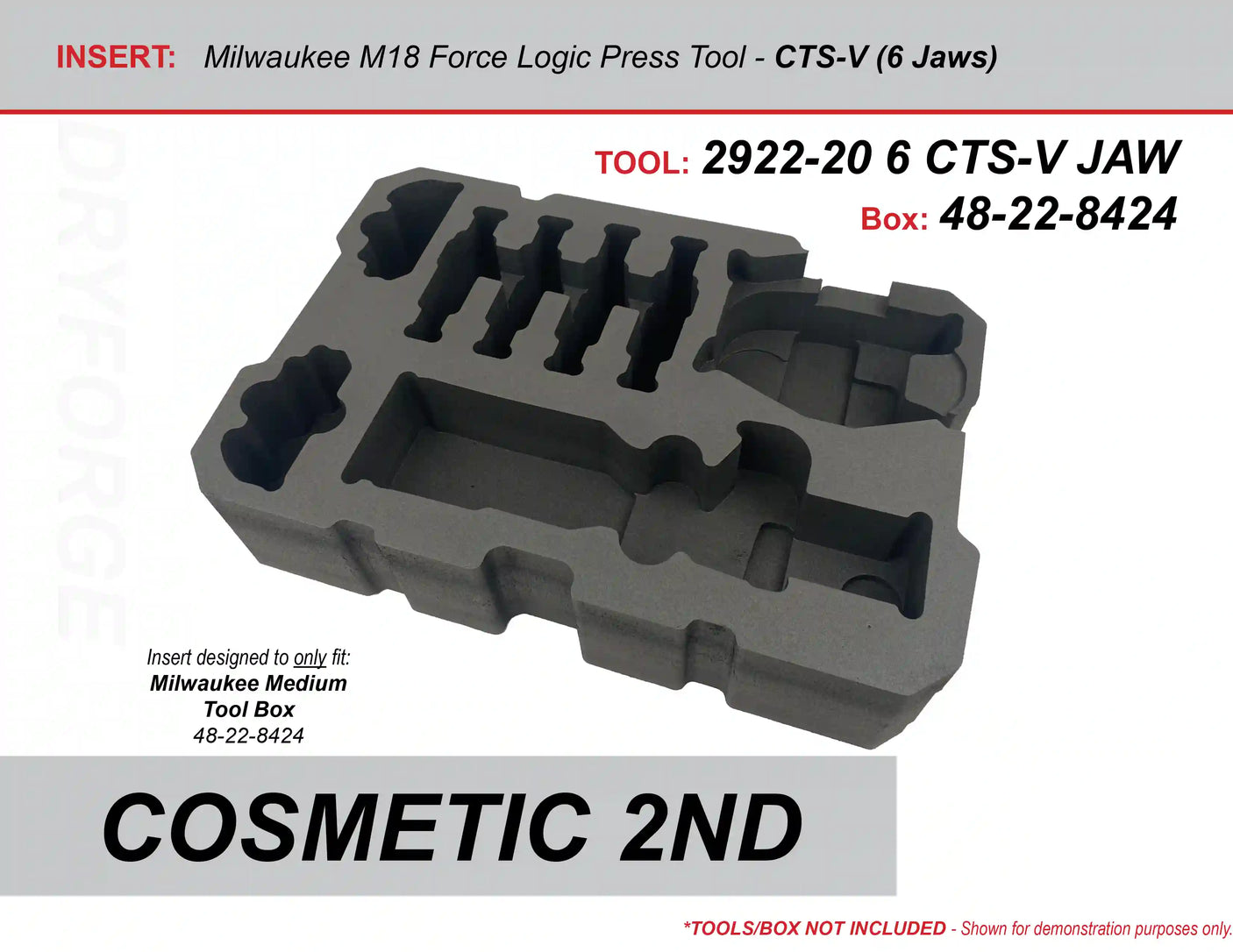 COSMETIC 2ND - FOAM INSERT to store M18 Force Logic Press Tool in a Packout Medium Tool Box - Tools/Case NOT Included