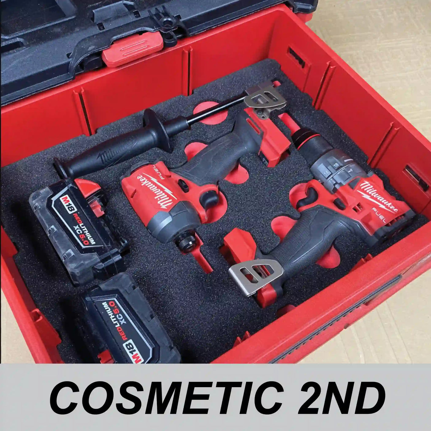 COSMETIC 2ND - FOAM INSERT to store M18 Fuel Hammer Drill Impact Kit 3697-22 in a Milwaukee Packout 2 Drawer Tool Box - Tools/Case NOT Included