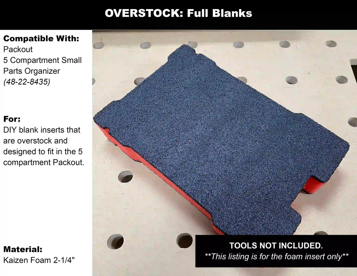 OVERSTOCK Kaizen Foam Inserts for Milwaukee Packouts - Tools/Case NOT Included