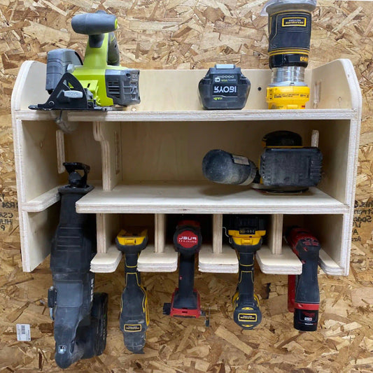 cnc router project files for creating a 5 slot cordless drill holder charging station from plywood on a cnc router machine