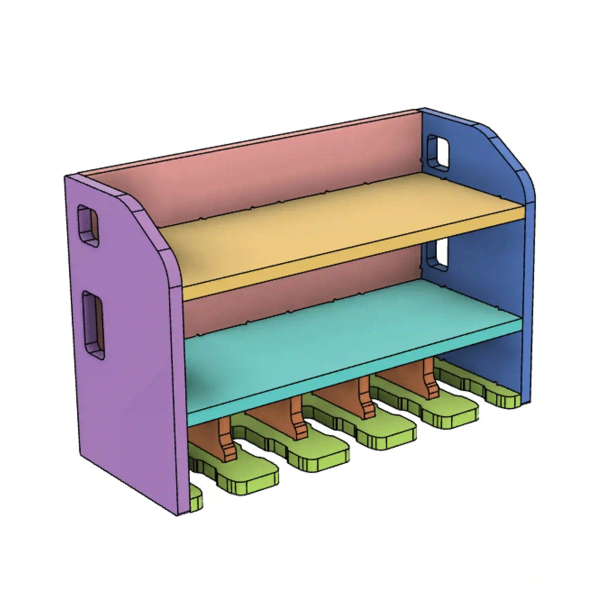 3d model cnc router project files of a 5 slot drill holder charging station cabinet made from plywood on a cnc router machine in a workshop