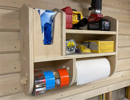french cleat storage cabinet for paper towels disposable gloves tools and workshop supplies made from plywood on a cnc router machine