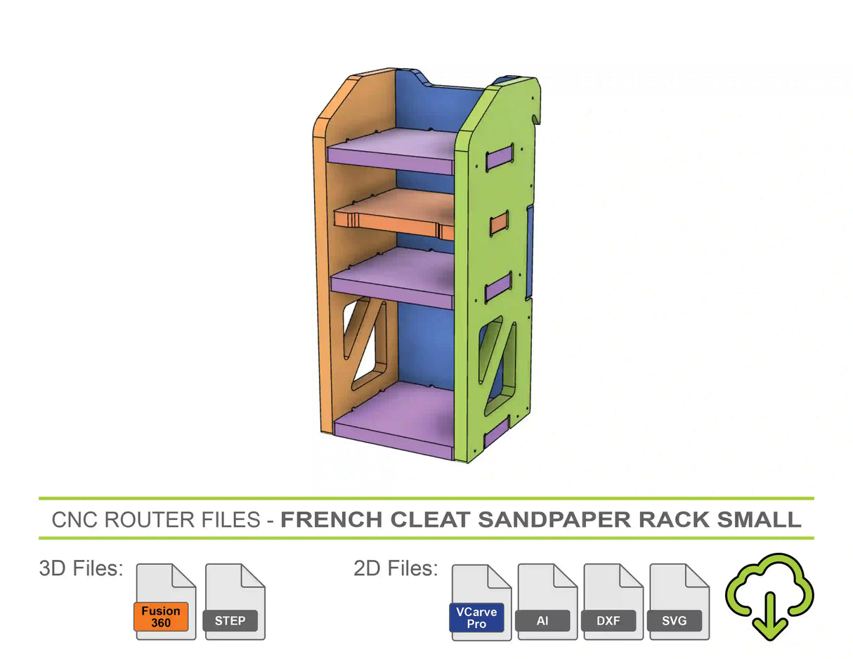 CNC Router Files French Cleat Sandpaper Rack Small