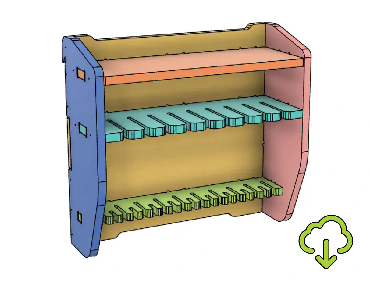 French Cleat Trigger Clamp storage rack cabinet designed to hold large woodworking clamps and small trigger clamps made from plywood using CNC router files on a cnc router machine