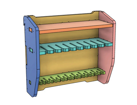 French Cleat Trigger Clamp storage rack cabinet designed to hold large woodworking clamps and small trigger clamps made from plywood using CNC router files on a cnc router machine