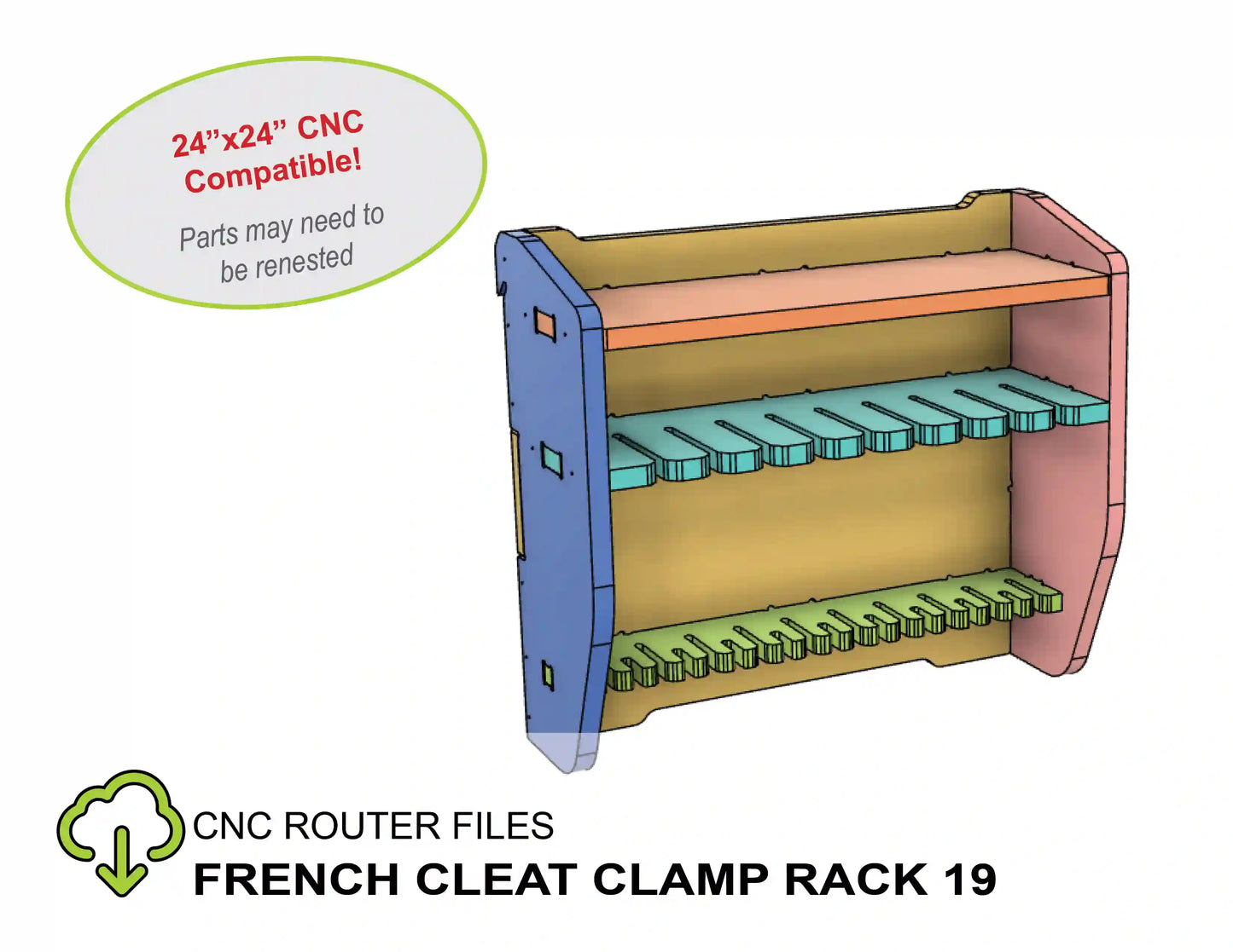 CNC Router Files French Cleat Trigger Clamp Storage Rack Cabinet  24x24