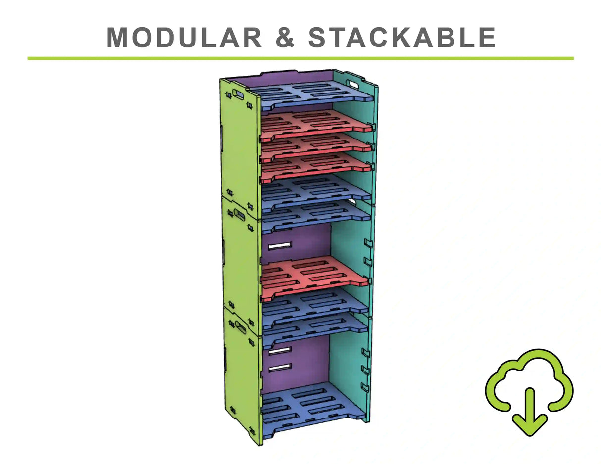 CNC Router Files Freestanding Garage Stack Rack for Packout Tool Boxes