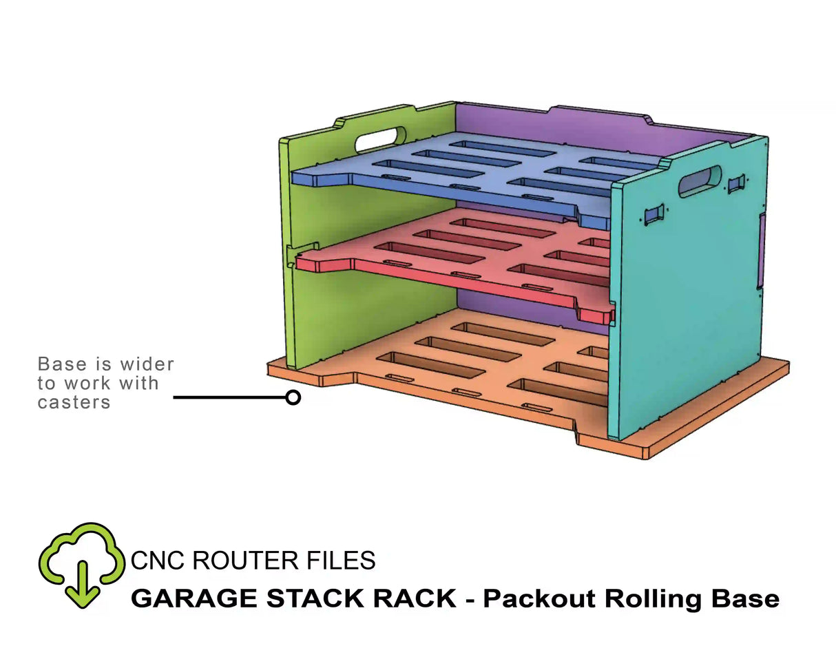 CNC Router Files Rolling Base Garage Stack Rack for Packout Tool Boxes