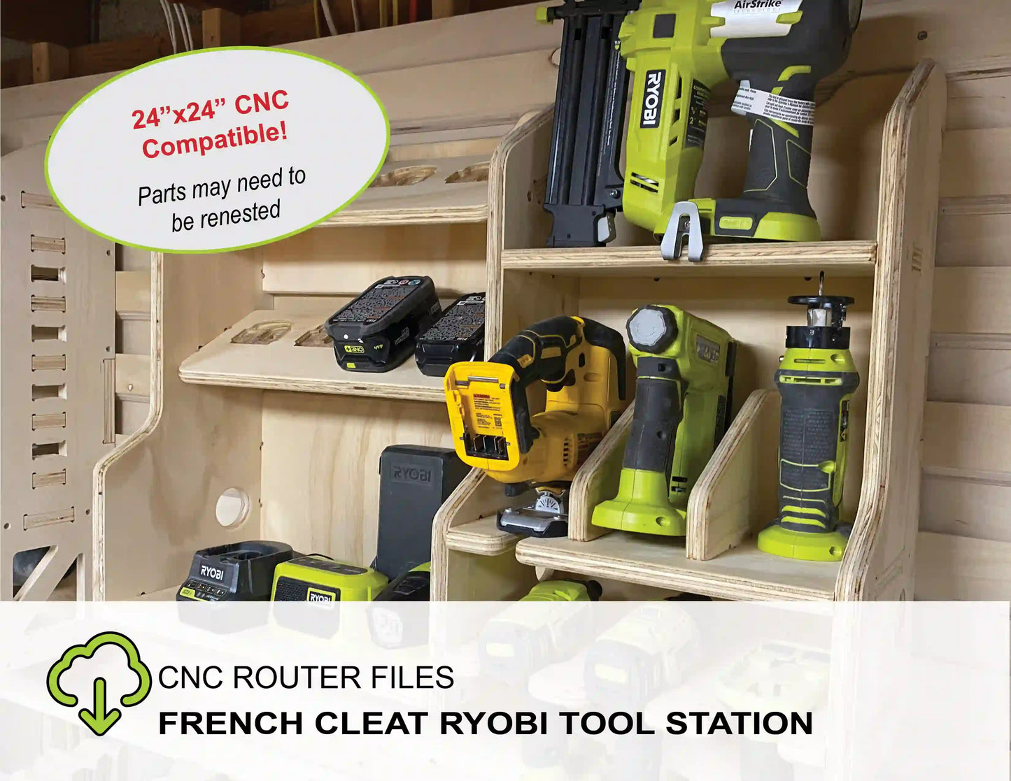 Ryobi Power Tool & Battery Charging Station CNC Router Files