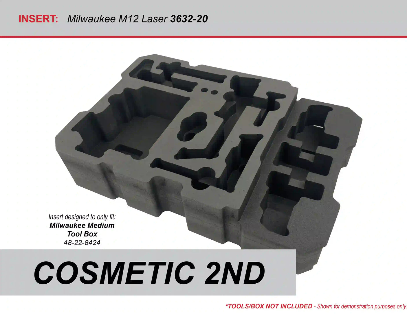 COSMETIC 2nd - FOAM INSERT for M12 3 Plane Laser 3632-20 in Packout Medium Box 48-22-8424 - Tools/Case NOT Included