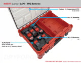 FOAM INSERT to store M12 Charger and Batteries in a Milwaukee Packout 11 Compartment Tool Box - Tools/Case NOT Included