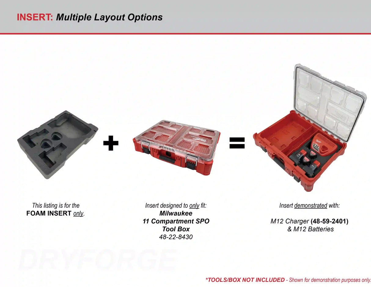 FOAM INSERT to store M12 XC Batteries in a Milwaukee Packout 11 Compartment Tool Box - Tools/Case NOT Included