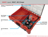 FOAM INSERT to store M12 Charger and Batteries in a Milwaukee Packout 11 Compartment Tool Box - Tools/Case NOT Included