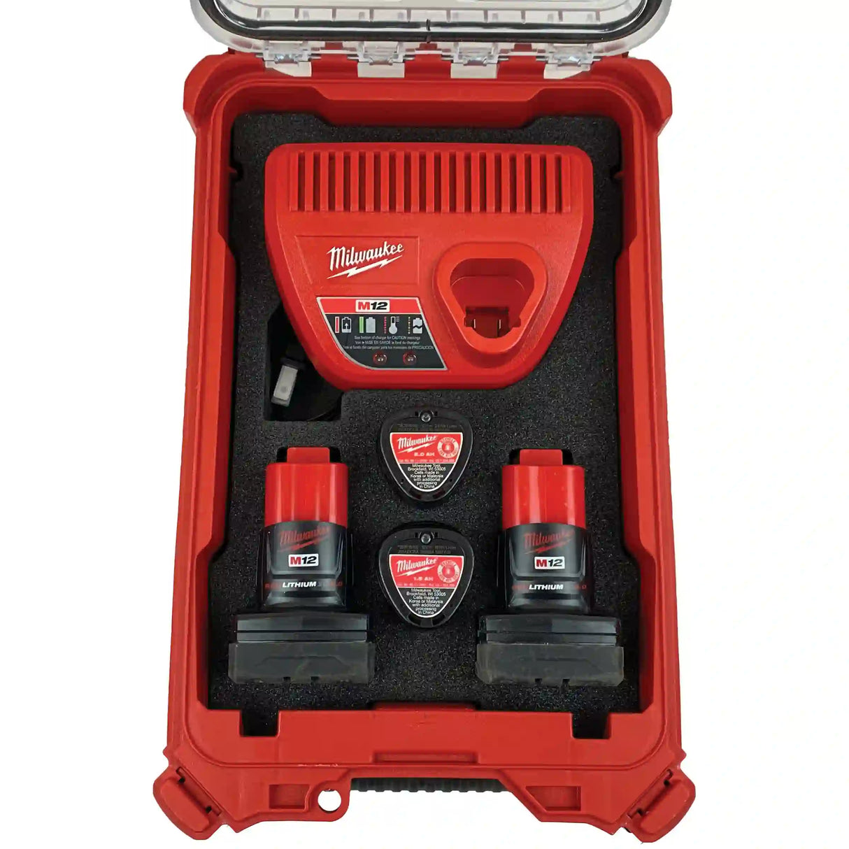 FOAM INSERT to store M12 Charger and M12 Batteries in a Milwaukee Packout 5 Compartment Small Parts Organizer - Tools/Case NOT Included