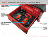 FOAM INSERT to store M12 Laser 3622-20 in a Milwaukee Packout 2 Drawer Tool Box - Tools/Case NOT Included