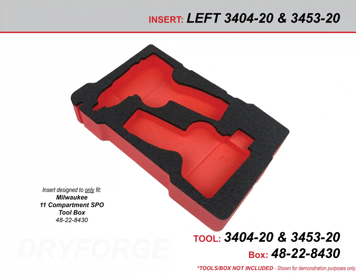 FOAM INSERT to store M12 Fuel Drill and Impact in a Milwaukee Packout 11 Compartment Tool Box - Tools/Case NOT Included