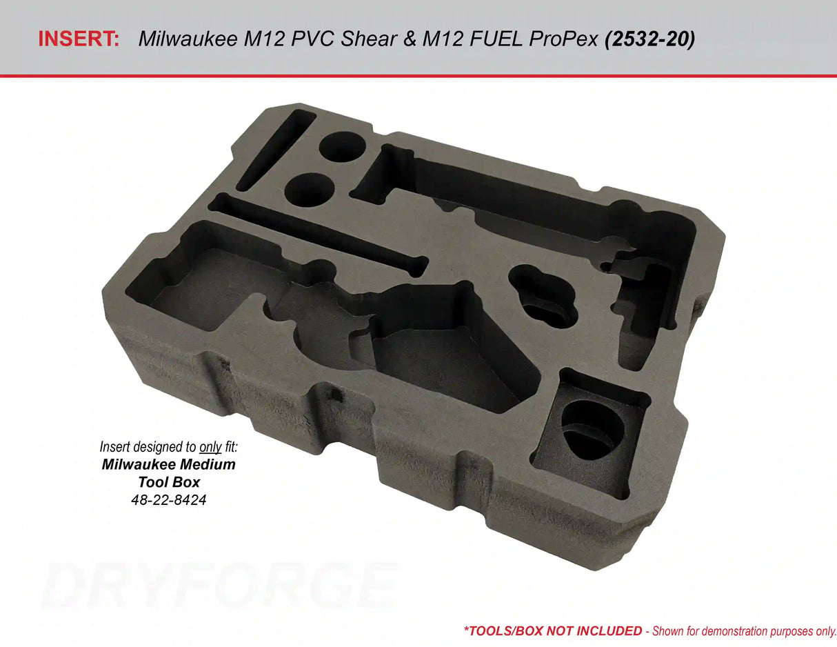 FOAM INSERT to store M12 ProPex Tool and M12 PVC Shear 2470-20 in a Packout Medium Tool Box - Tools/Case NOT Included