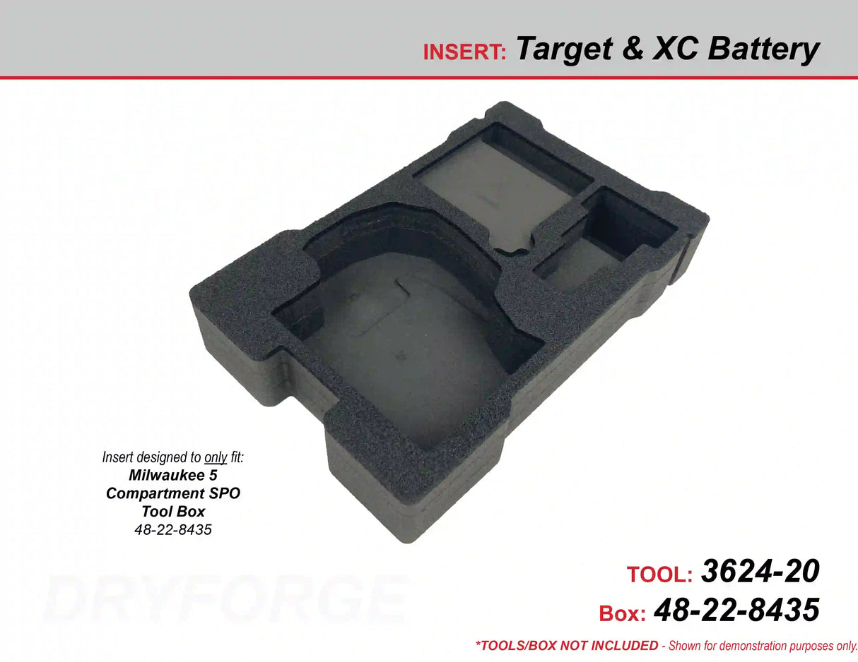 FOAM INSERT to store M12 Green Cross Line & 4 Points Laser 3624-20 in a Milwaukee Packout 5 Compartment spo - Tools/Case NOT Included