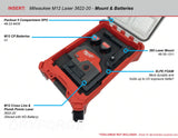 FOAM INSERT to store M12 Green 125ft Laser 3622-20 in a Milwaukee Packout 5 Compartment Small Parts Organizer - Tools/Case NOT Included