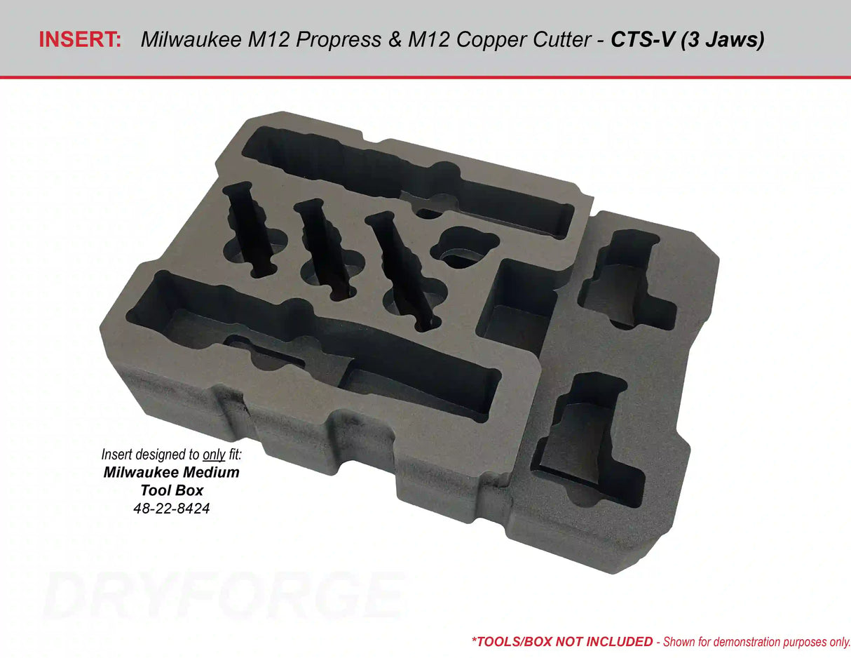 FOAM INSERT to store M12 Force Logic Press Kit 2473-22 in a Packout Medium Tool Box - Tools/Case NOT Included