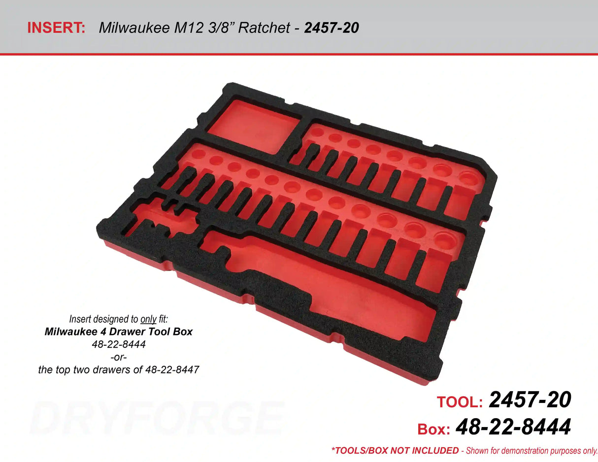 FOAM INSERT to store M12 Ratchet and Shockwave 43 Piece Socket Set in a Milwaukee Packout 4 Drawer Tool Box - Tools/Case NOT Included