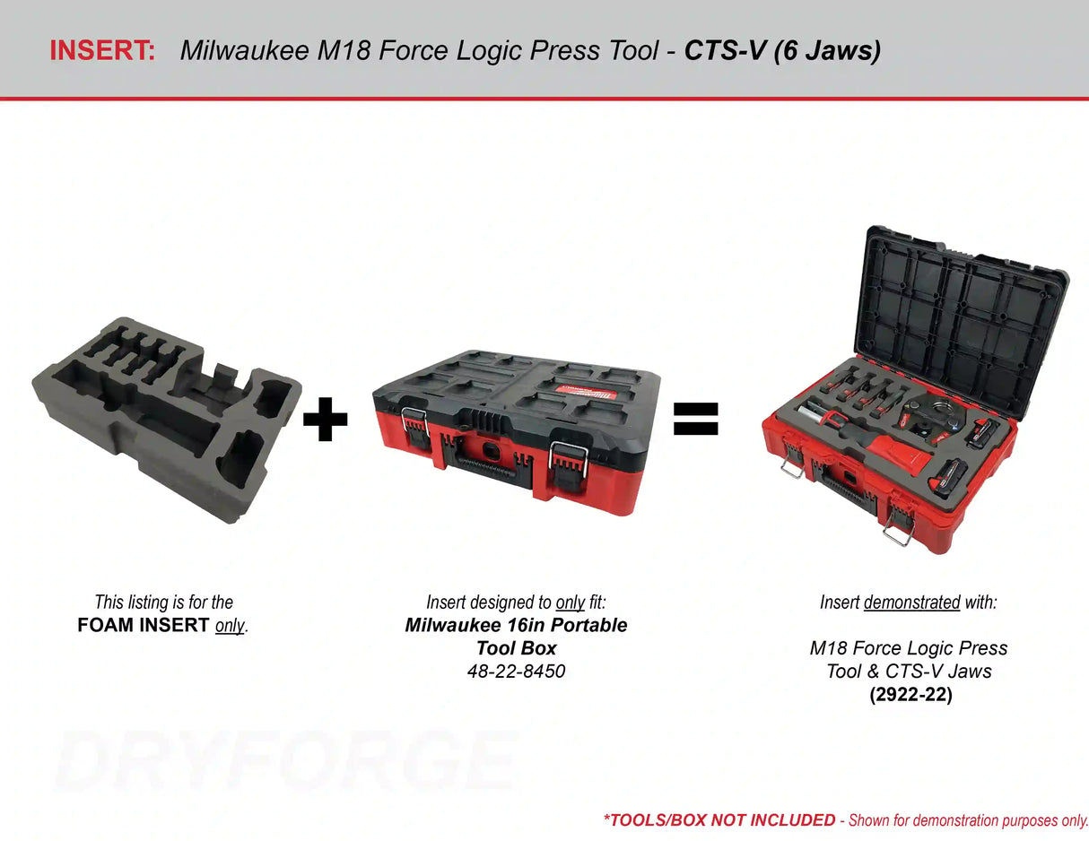 FOAM INSERT to store M18 Force Logic Press Tool in a Packout 16in Portable Tool Box - Tools/Case NOT Included