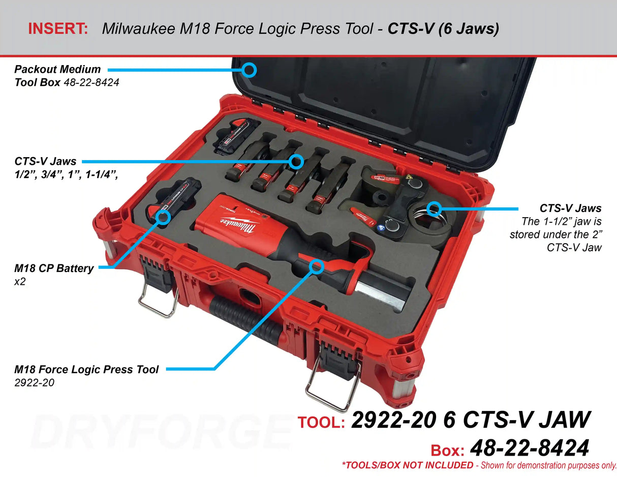 FOAM INSERT to store M18 Force Logic Press Tool in a Packout Medium Tool Box - Tools/Case NOT Included