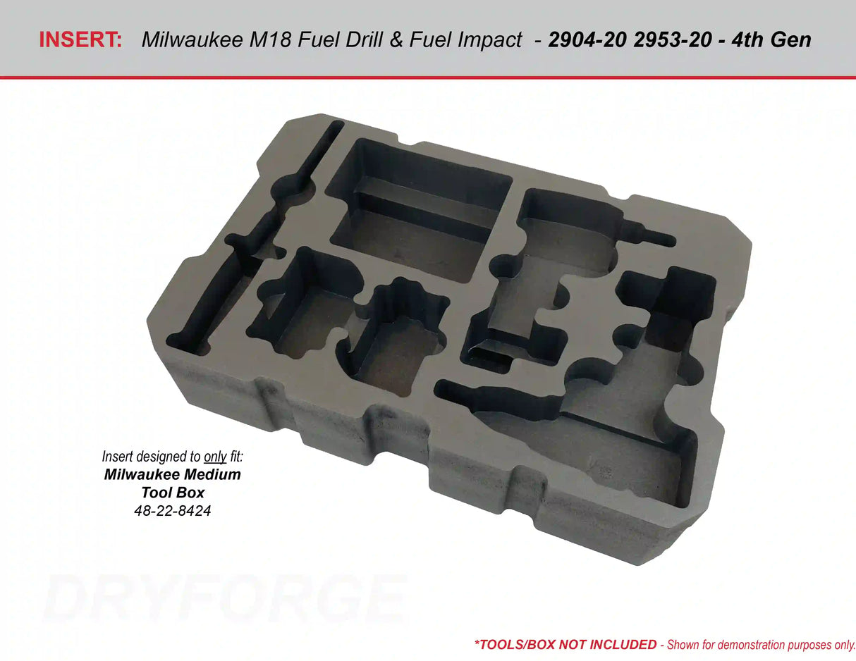 FOAM INSERT to store M18 Fuel Hammer Drill Impact Kit in a Milwaukee Packout Medium Tool Box 48-22-8424 - Tools/Case NOT Included