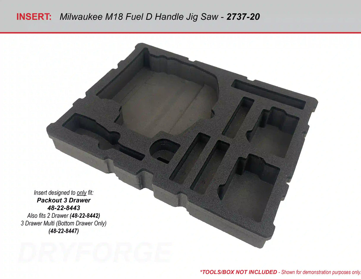 FOAM INSERT to store M18 Fuel Jig Saw 2737-20 in a Milwaukee Packout 3 Drawer Tool Box - Tools/Case NOT Included