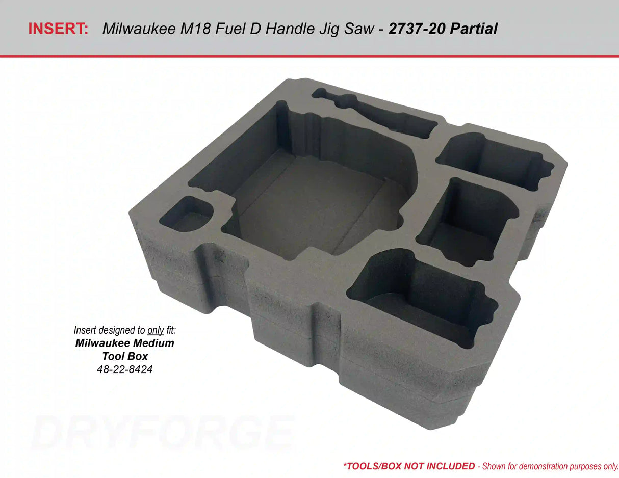 FOAM INSERT to store M18 Fuel D Handle Jig Saw 2737-20 in a Milwaukee Packout Medium Tool Box 48-22-8424 - Tools/Case NOT Included