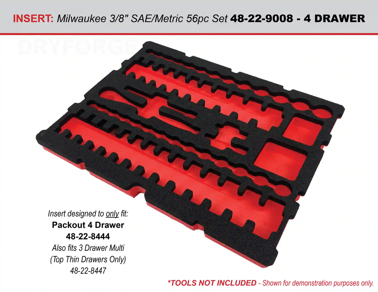 FOAM INSERT to store Milwaukee Socket Set in a Milwaukee Packout 4 Drawer Tool Box 48-22-8444 - Tools/Case NOT Included