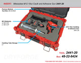 FOAM INSERT to store M12 10oz Caulk and Adhesive Gun 2441-20 in a Milwaukee Packout Medium Tool Box 48-22-8424 - Tools/Case NOT Included