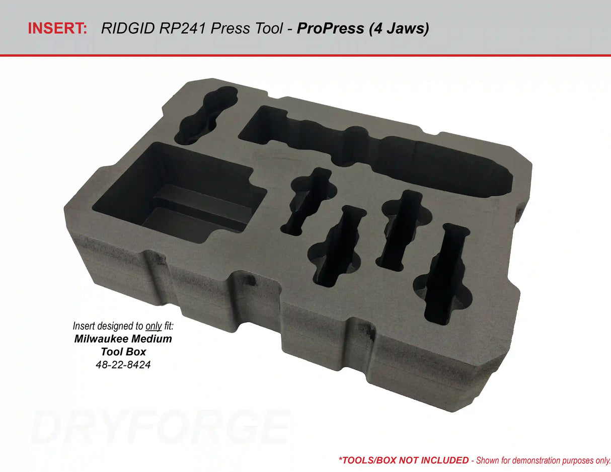 FOAM INSERT to store Ridgid RP 241 Press Tool in a Packout Medium Tool Box - Tools/Case NOT Included