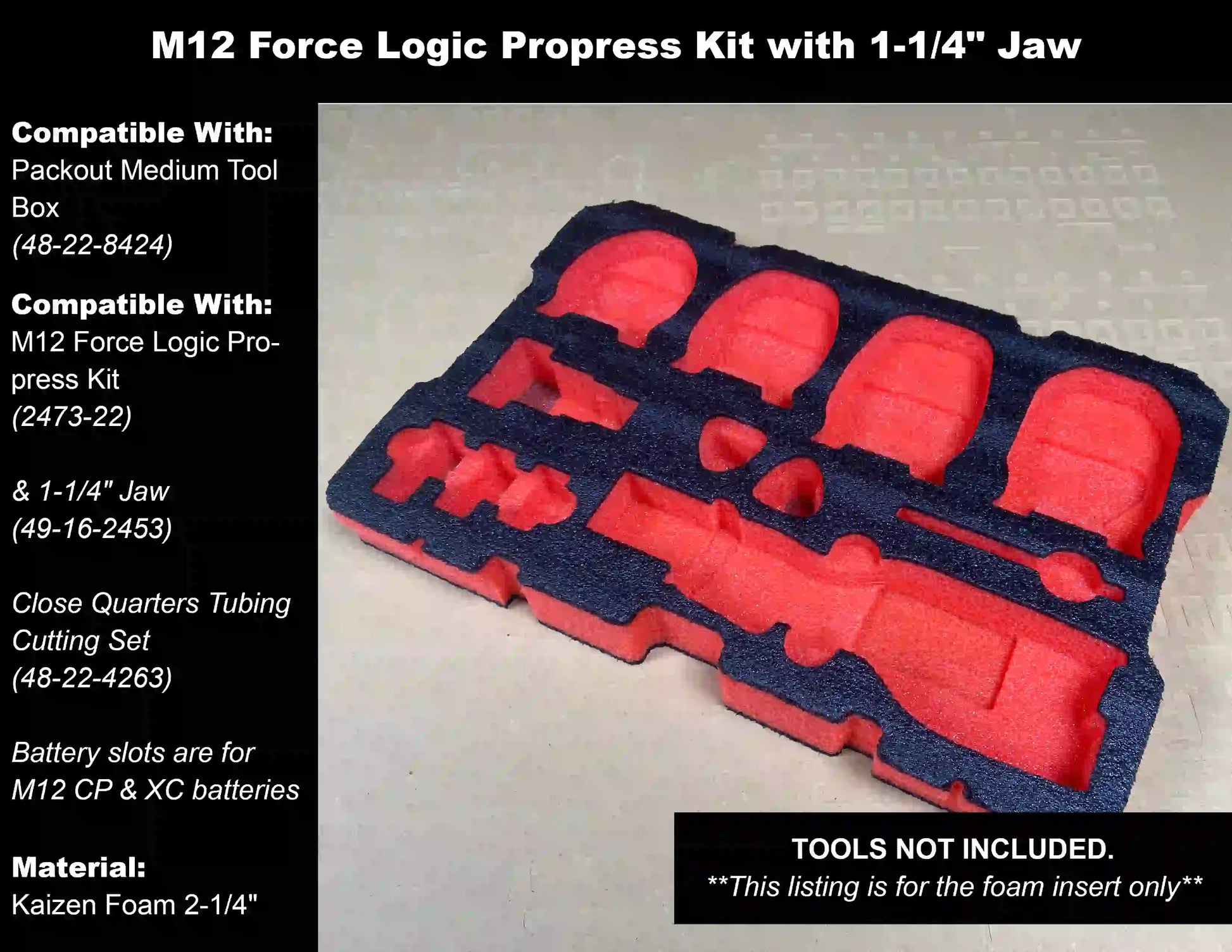 FOAM INSERT to store M12 Force Logic Press Kit 2473-22 and 1-1/4