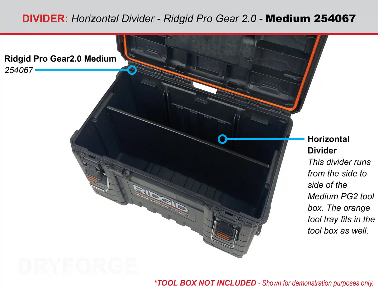 Horizontal Divider for Ridgid Pro Gear 2.0 Medium Tool Box - Tools/Case NOT Included