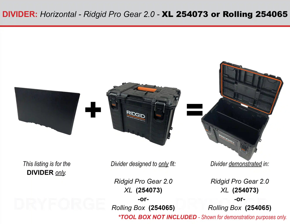 Horizontal Divider for Ridgid Pro Gear 2.0 XL or Rolling Tool Box - To ...