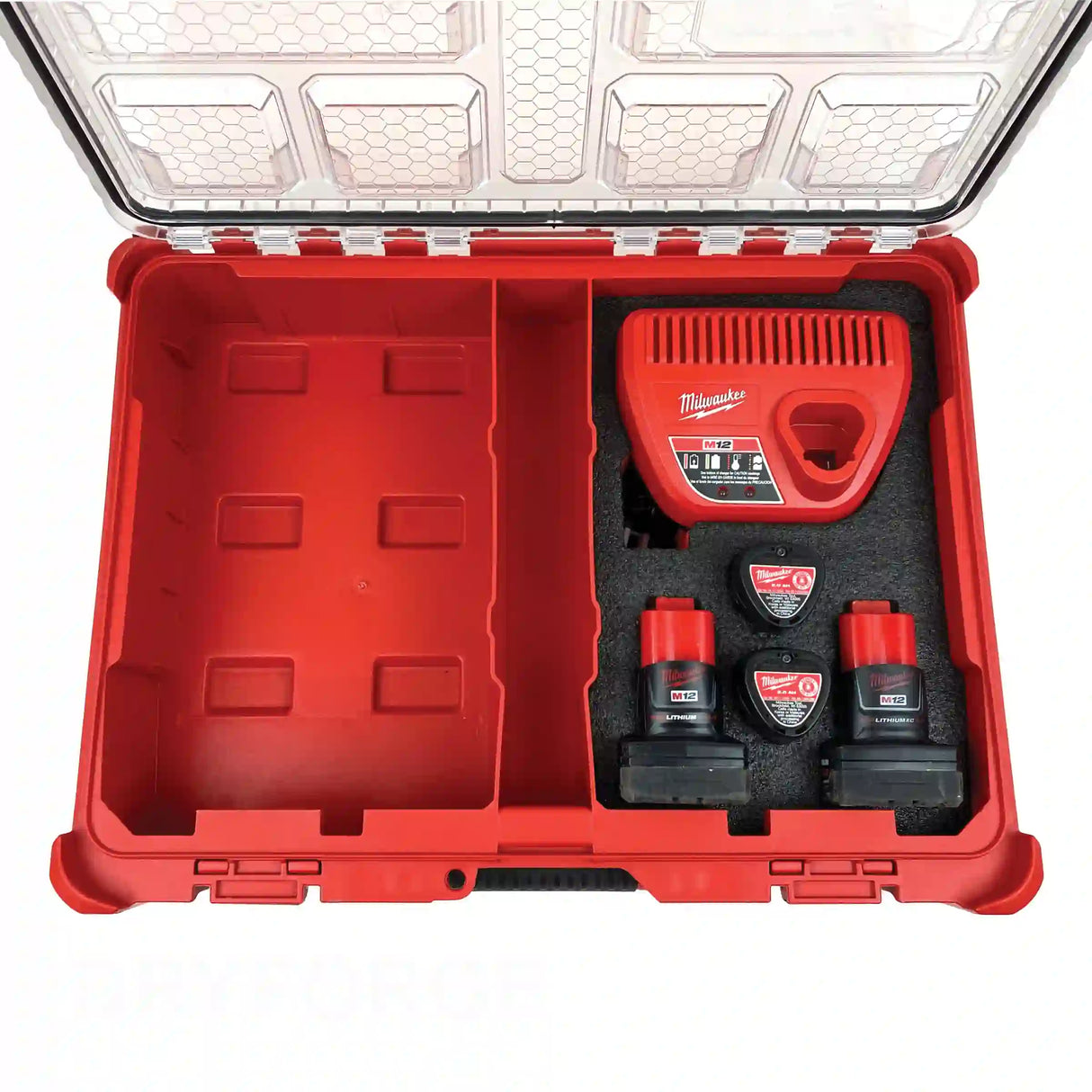 FOAM INSERT to store M12 Charger and Batteries in a Milwaukee Packout 11 Compartment Tool Box - Tools/Case NOT Included