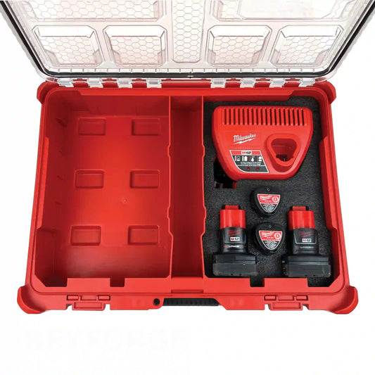 FOAM INSERT to store M12 Charger and Batteries in a Milwaukee Packout 11 Compartment Tool Box - Tools NOT Included